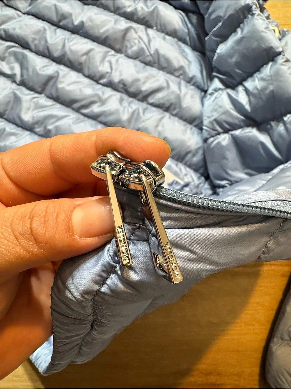 Moncler Longue Saison Puffer Jacket in Blue Size 2 Like New - Picture 3 of 16